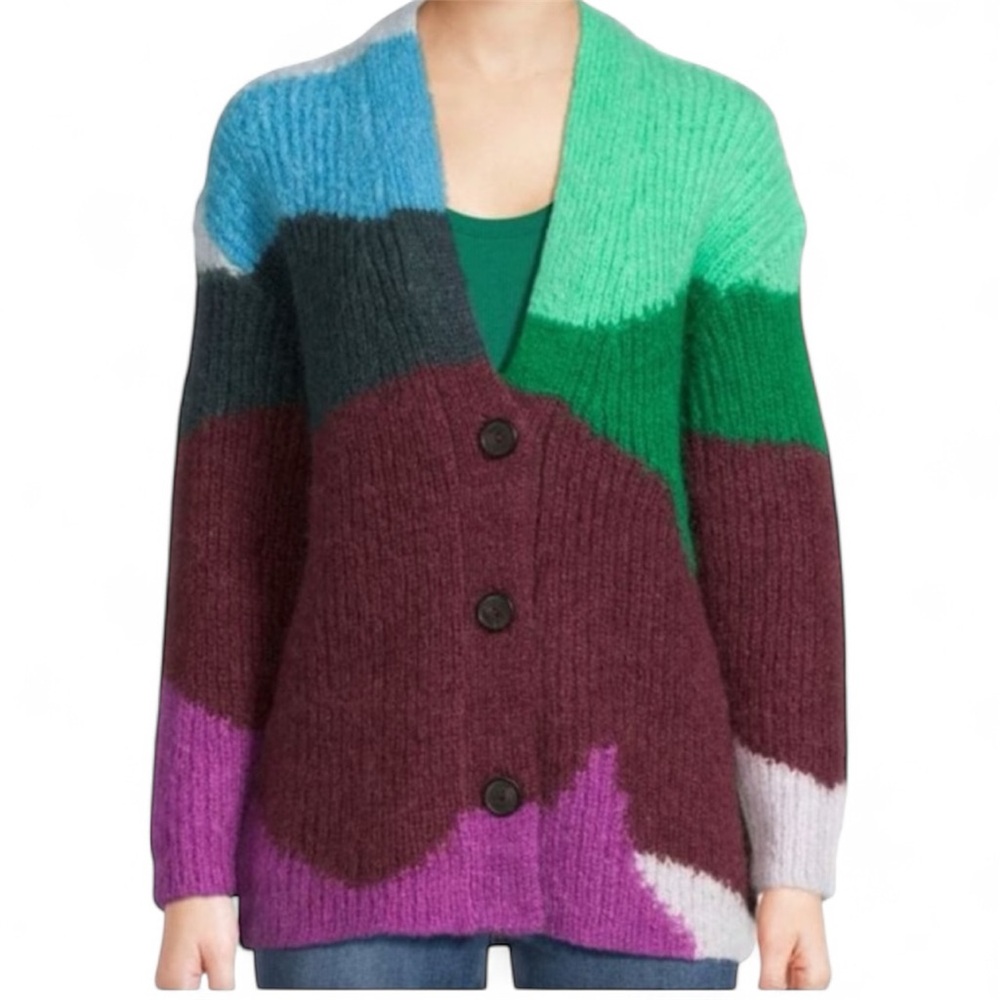 Vince Super Soft Mohair Intarsia Cardigan